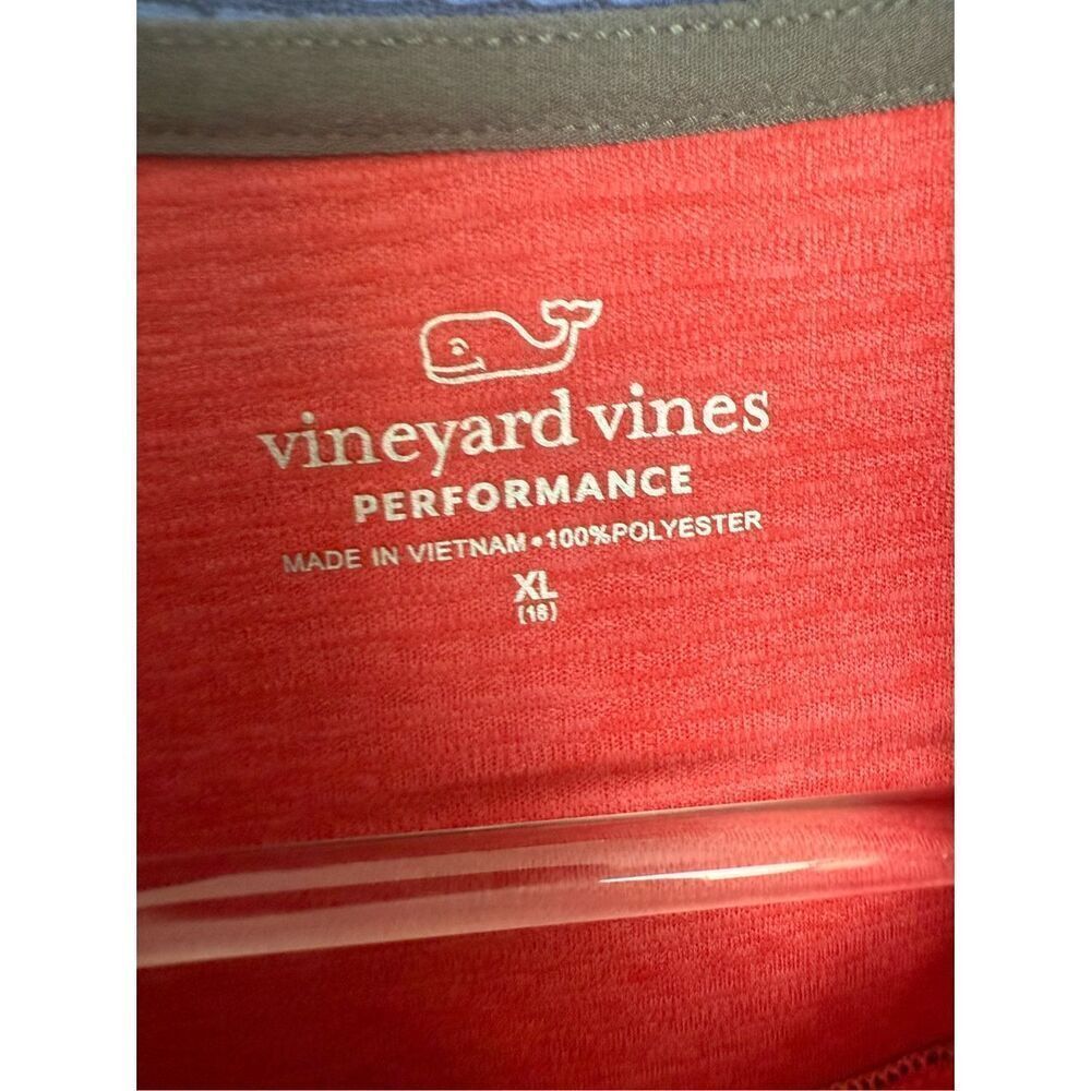 Vineyard Vines Shirt Boys XL/18 Red Blue Performance 1/4 Zip Sankaty Golf Whale - Picture 2 of 3